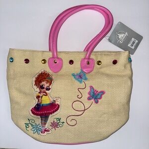 NWT Disney Fancy Nancy Straw Tote Bag Pink Handles Kids Beach Bag